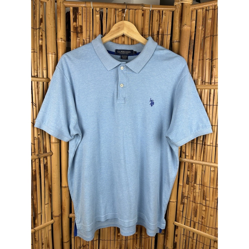 US Polo Assn. Men's Luxury Feel Short Sleeve Blue Preppy Polo Shirt Size Large‎